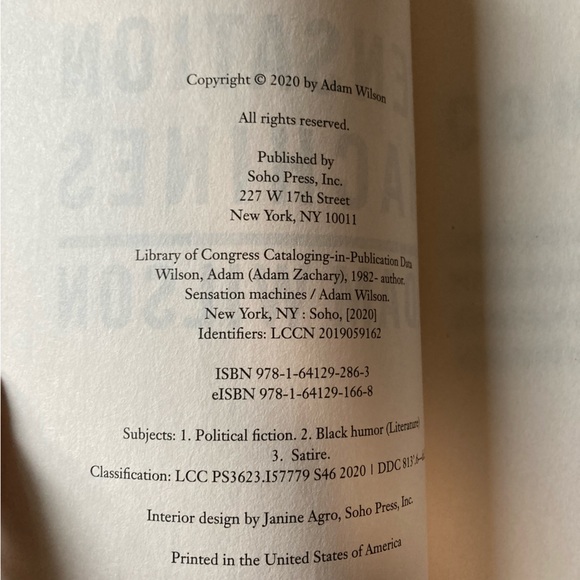 Sensation Machines: A Novel by Adam Wilson. Dystopian Sci-fi Excellent Condition - Picture 8 of 9